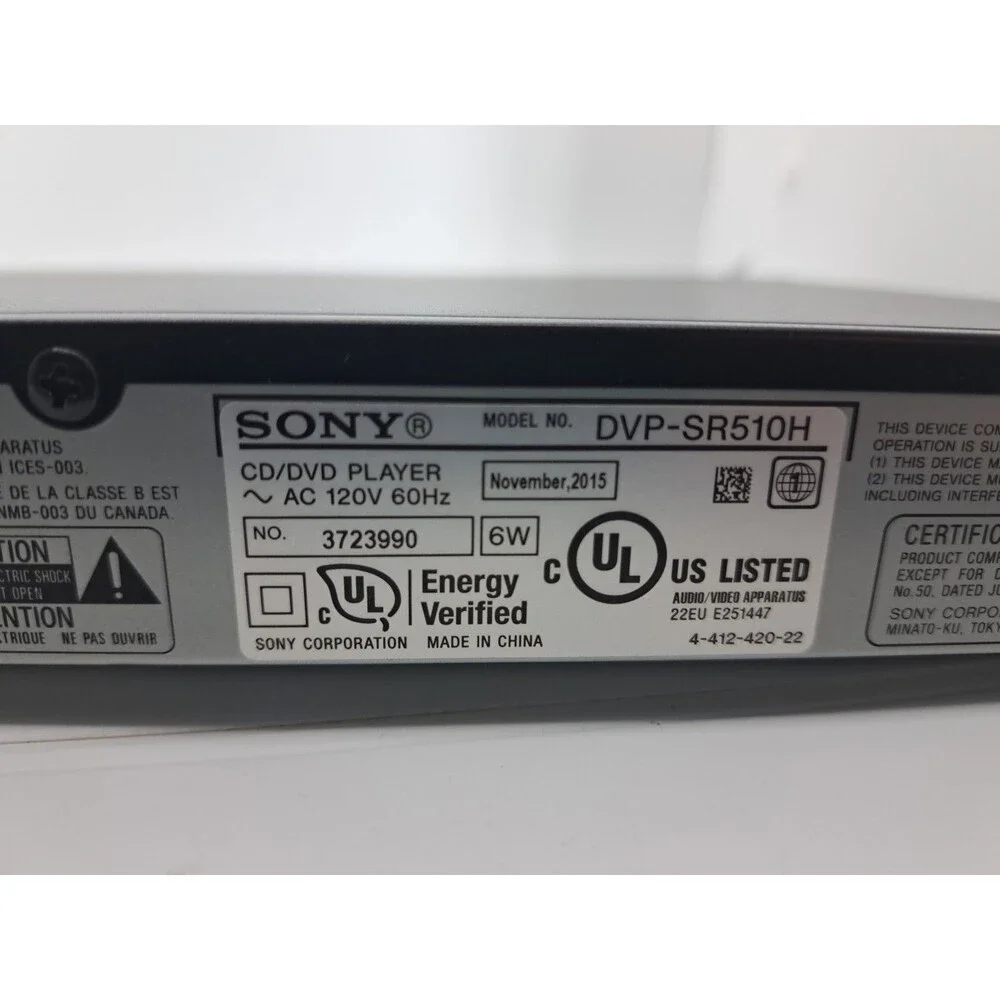 Sony DVPSR510H Upscaling HDMI 1080p DVD Player with remote, USED, EXCELLENT